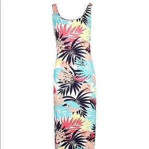 Boohoo Palm Print  Floral Sandy Maxi Dress